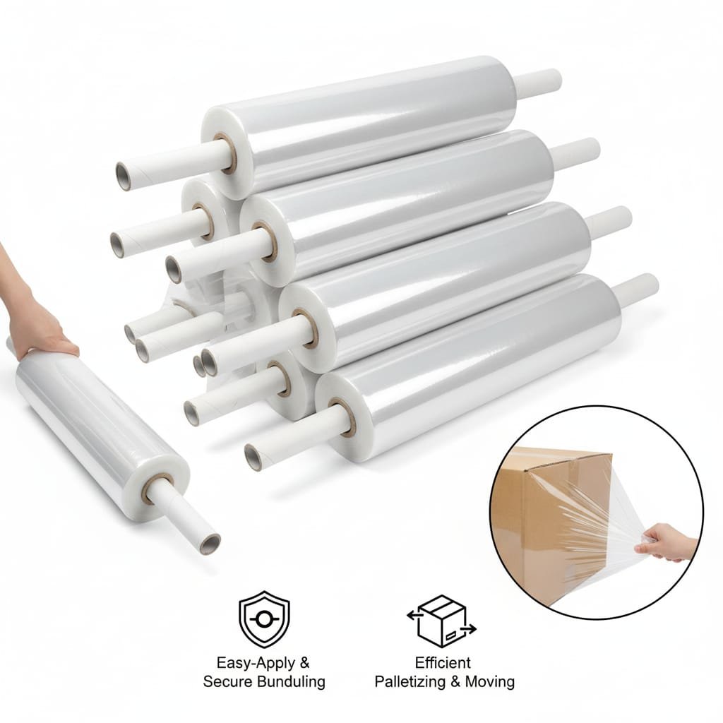 WHITE EXTE Clear Stretch Film 400mm x 200m 23mu – Extended Core (1 Roll) – palletwraps - Image 2