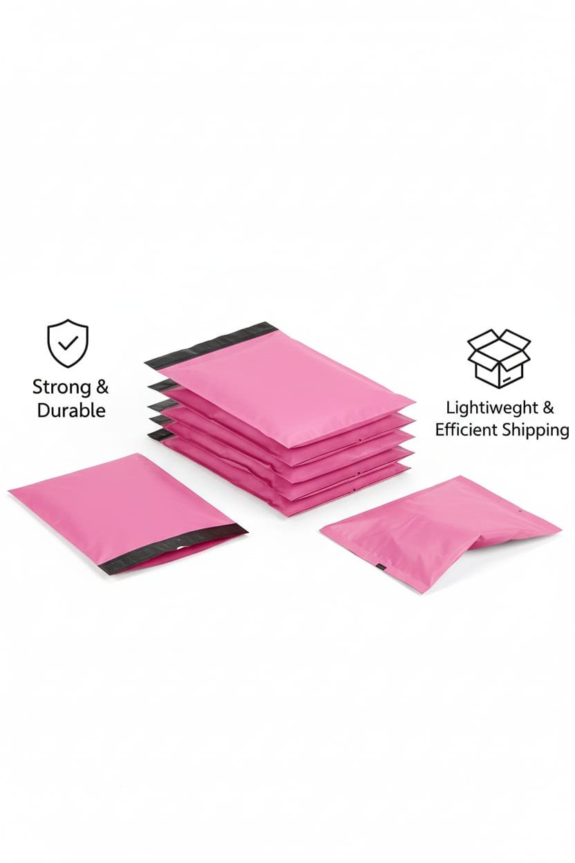 WhatsApp Image 2025-10-03 at 3.07.53 PM (1) Pink Postage Bags – Eco-Friendly Mailing and Packaging Bags for Clothes and Parcels (9″ x 12″ / 230mm x 305mm) palletwraps - Image 2