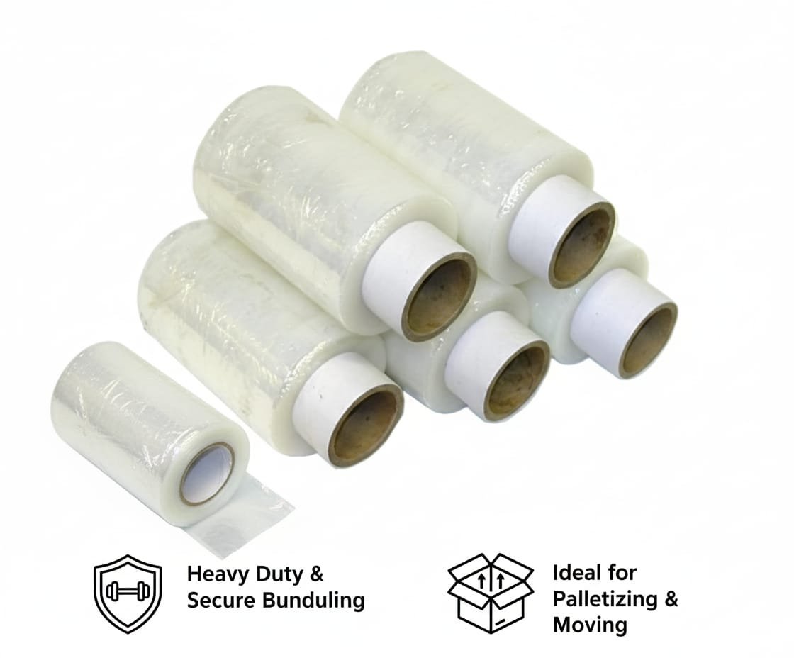 WhatsApp Image 2025-10-10 at 10.15.28 AM Mini Handy Clear Pallet Wrap 100mm x 150m 17mu (1 Roll) – palletwraps - Image 2