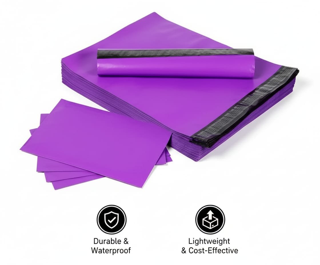 WhatsApp Image 2025-10-10 at 6.16.05 PM Purple Postage Bags – Eco-Friendly Mailing and Packaging Bags for Clothes and Parcels (9″ x 12″ / 230mm x 305mm) palletwraps - Image 2