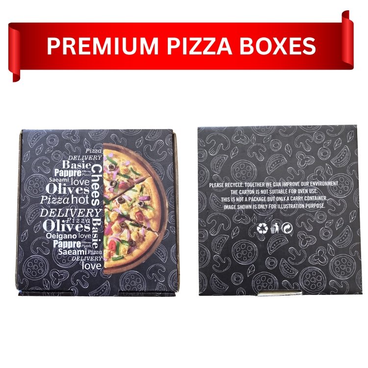 349 PREMIUM PIZZA BOXES BLACK ECO-FRIENDLY STRONG CARDBOARD(PACK OF 50) - Image 2